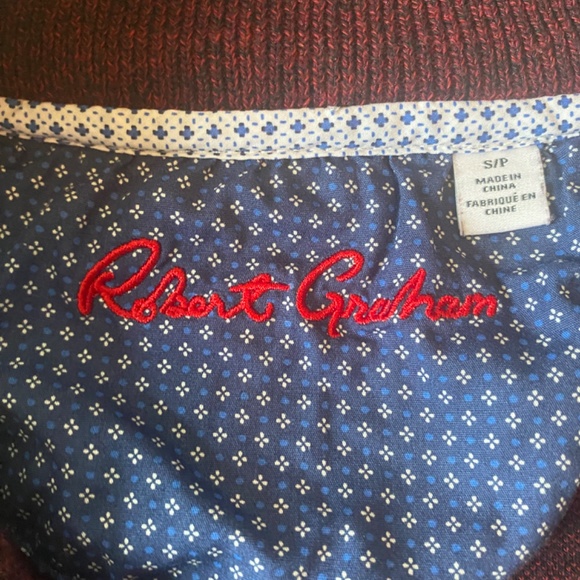 Robert Graham Sweater Mens Small Red Quarter Zip Cotton Blend Long Sleeve - Picture 4 of 5